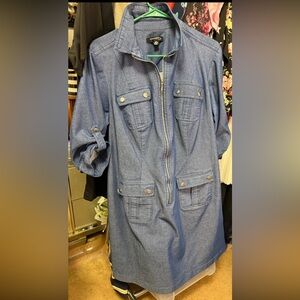 Sharagano SZ 16 W Blue Jean Dress W/Pockets